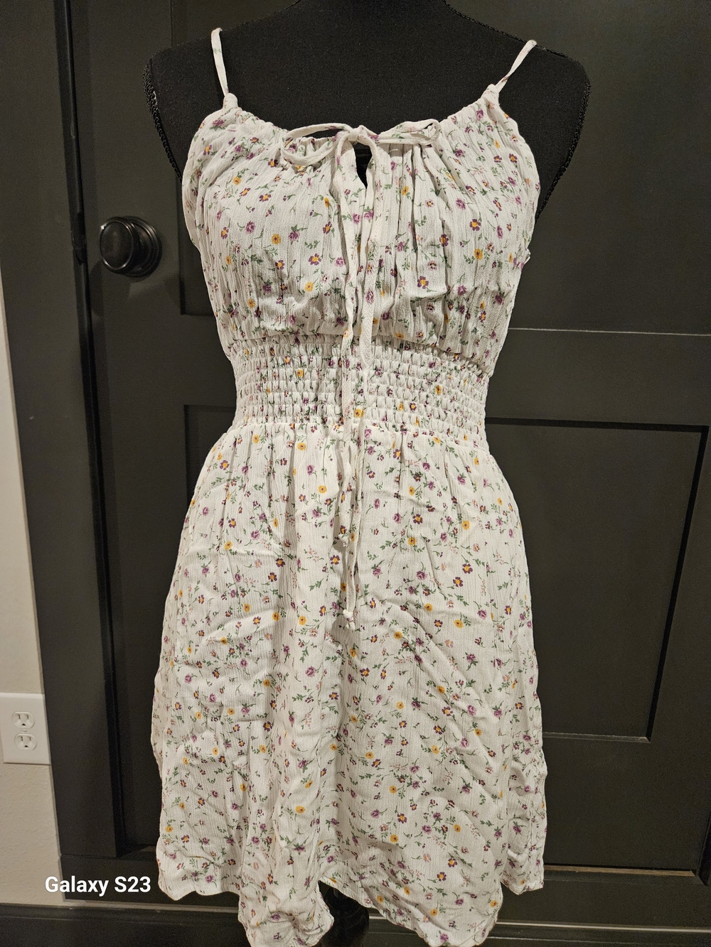 Pacsun White Floral Smocked Waist Sundress